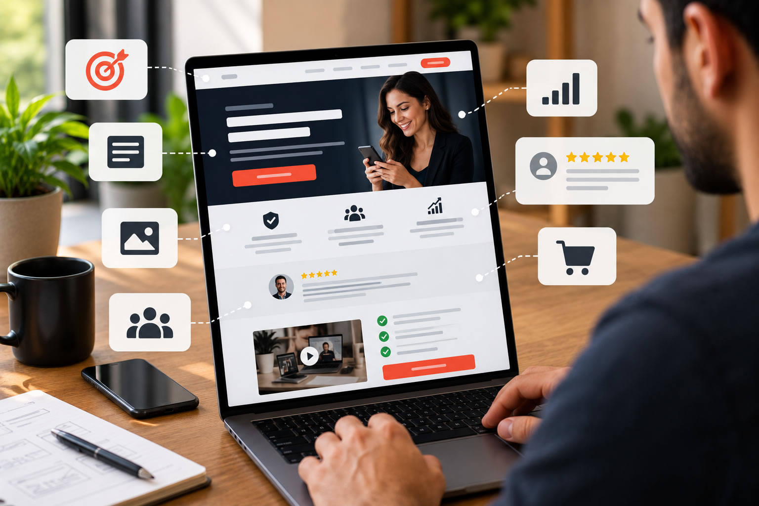 Estrutura de página de vendas que converte visitantes em clientes